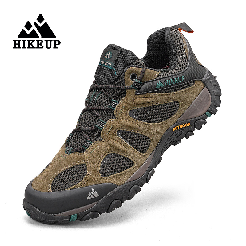 Outdoor Hunting News - HIKEUP 新ノンスリップ耐摩耗性メンズアウトドアハイキングシューズ通気性防滴クライミング男性スニーカー狩猟マウンテンシューズ