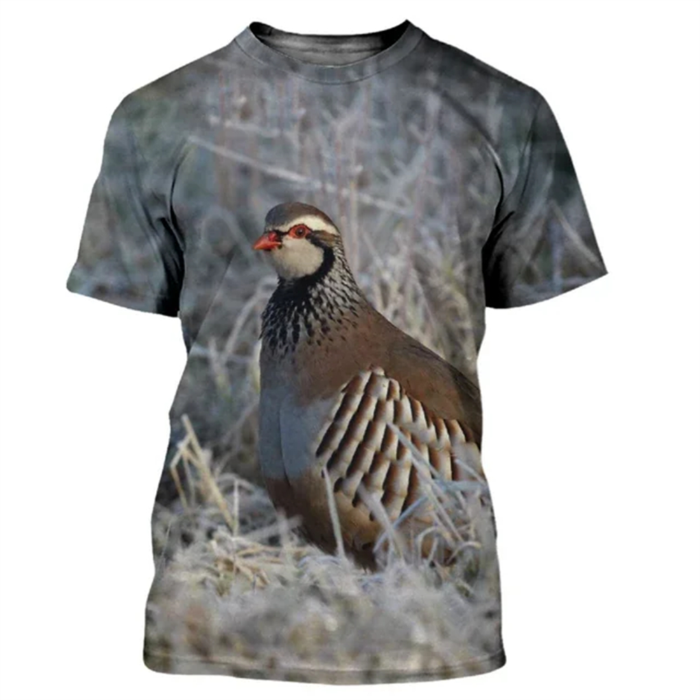 Hunting Quail - 夏の動物ウズラ 3D プリント Tシャツ迷彩狩猟男性 O ネック