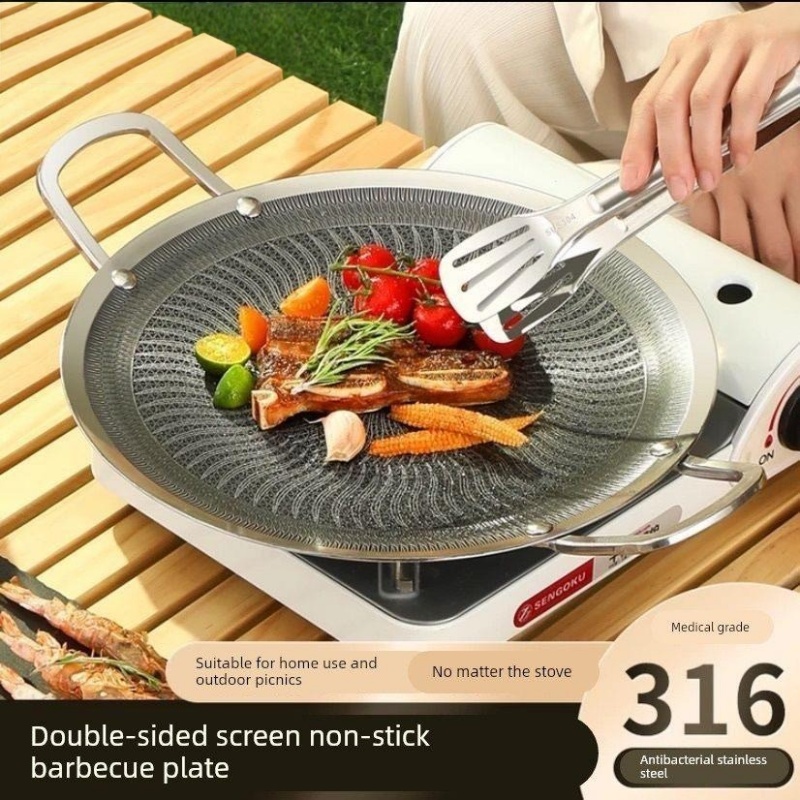 Outdoor Hunting Kitchen - 316ステンレス鋼多機能調理BBQグリルパン、キャンプ、家庭用キッチン、ガスコンロ対応、IH調理器対応