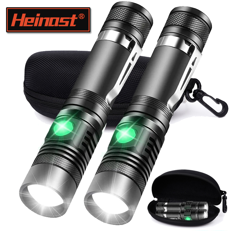 Outdoor Hunting Lights - 充電式 T6 ハンドヘルド懐中電灯使用 18650 ズームトーチポータブルキャップクランプヘッドランプペンクリップ作業灯屋外懐中電灯
