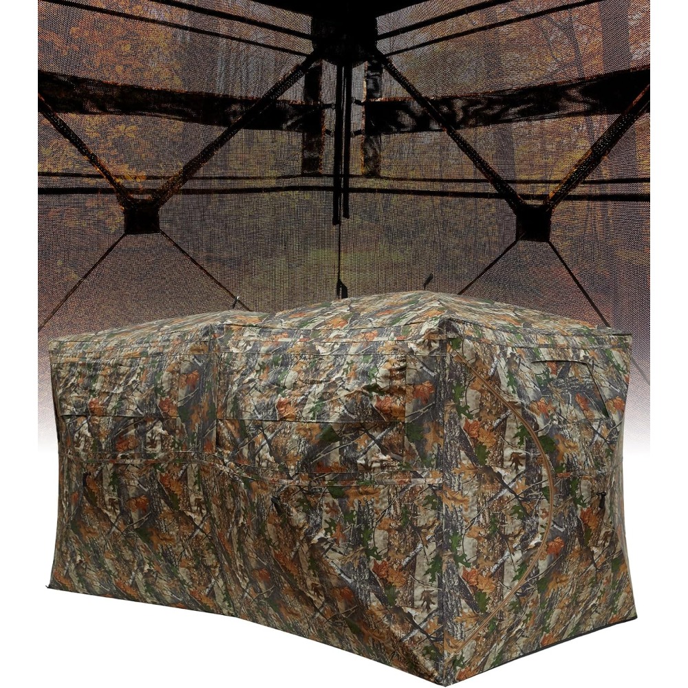 Hunting & Outdoor Supplies Carterton Reviews - ポップアップ式地上狩猟用ブラインド（270度） ° シースルービューウィンドウ4-6人用ハンター防水迷彩ハンティングテント頑丈な持ち運び用