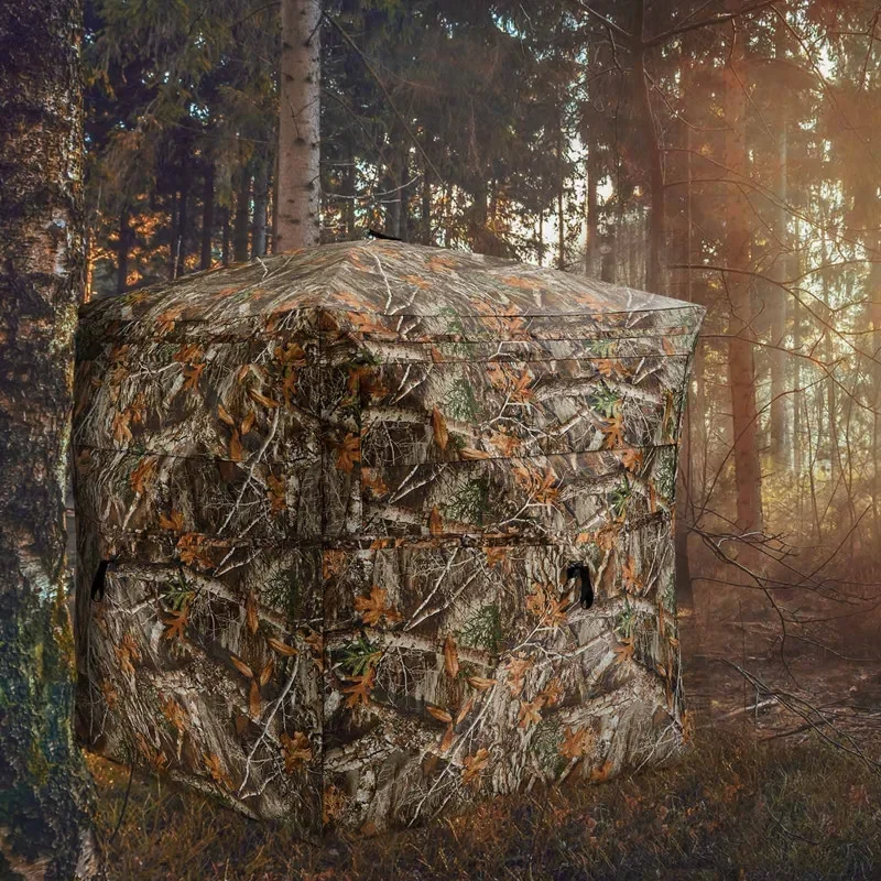 Outdoor Hunting Tent - 2～3人用屋外キャンプハンティング迷彩テント、観光客向け270度の広い視野を確保できる軽量ポータブルテント