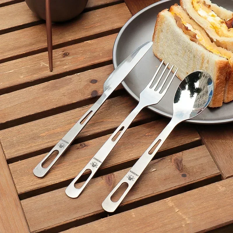 Outdoor Hunting Kitchen - Hwzbben-チタン食器セット、フォーク、スプーン、ナイフ、ポータブル、超軽量、キッチンツール、キャンプ用品、アウトドアピクニック