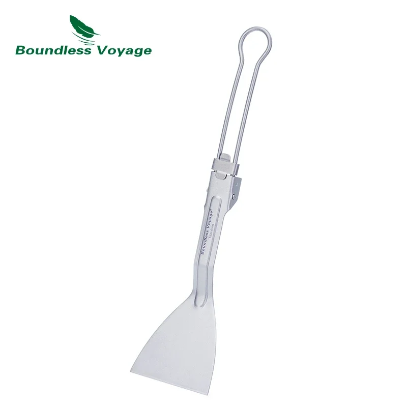 Outdoor Hunting Kitchen - Boundless Voyage チタンスパチュラ フライパンシャベル 折りたたみハンドル付き フードターナー