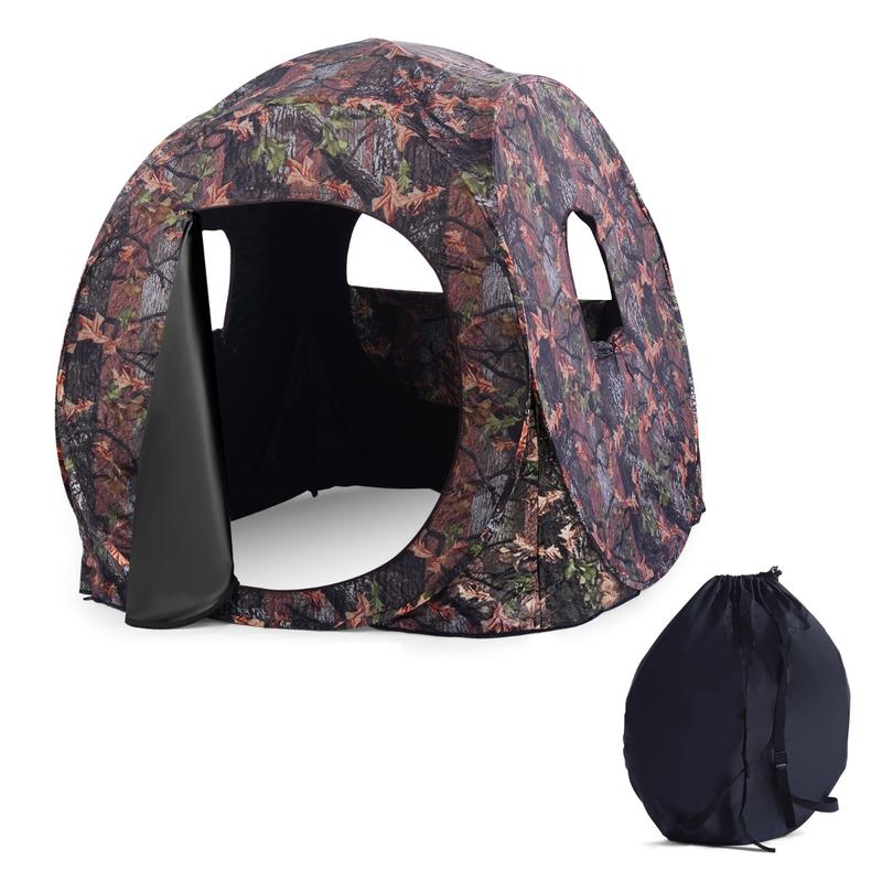 Hunting & Outdoor Supplies Carterton Reviews - 3人用ポップアップハンティングテント、PUオックスフォード生地、スチールフレーム、270度ビュー窓、隠蔽型屋外観察、キャリーバッグ、迷彩柄、152x152x163cm
