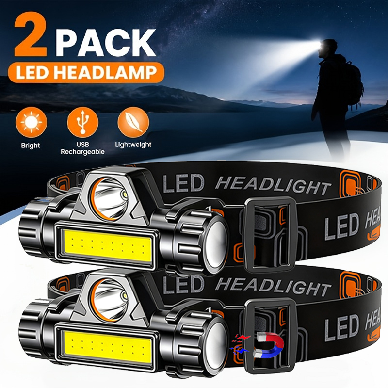 Outdoor Hunting Lights - 超高輝度 LED ヘッドランプ充電式防水懐中電灯 XPE COB ビーズとテールマグネット付きデュアル光源ワークライト