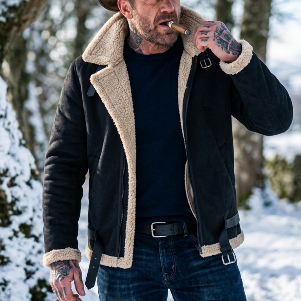 Hunting Outdoor Jacket - 男性冬フェイクスエードジャケットフリース裏地付き暖かい豪華なコート狩猟ハイキング防風カジュアルストリート冬男性アウター