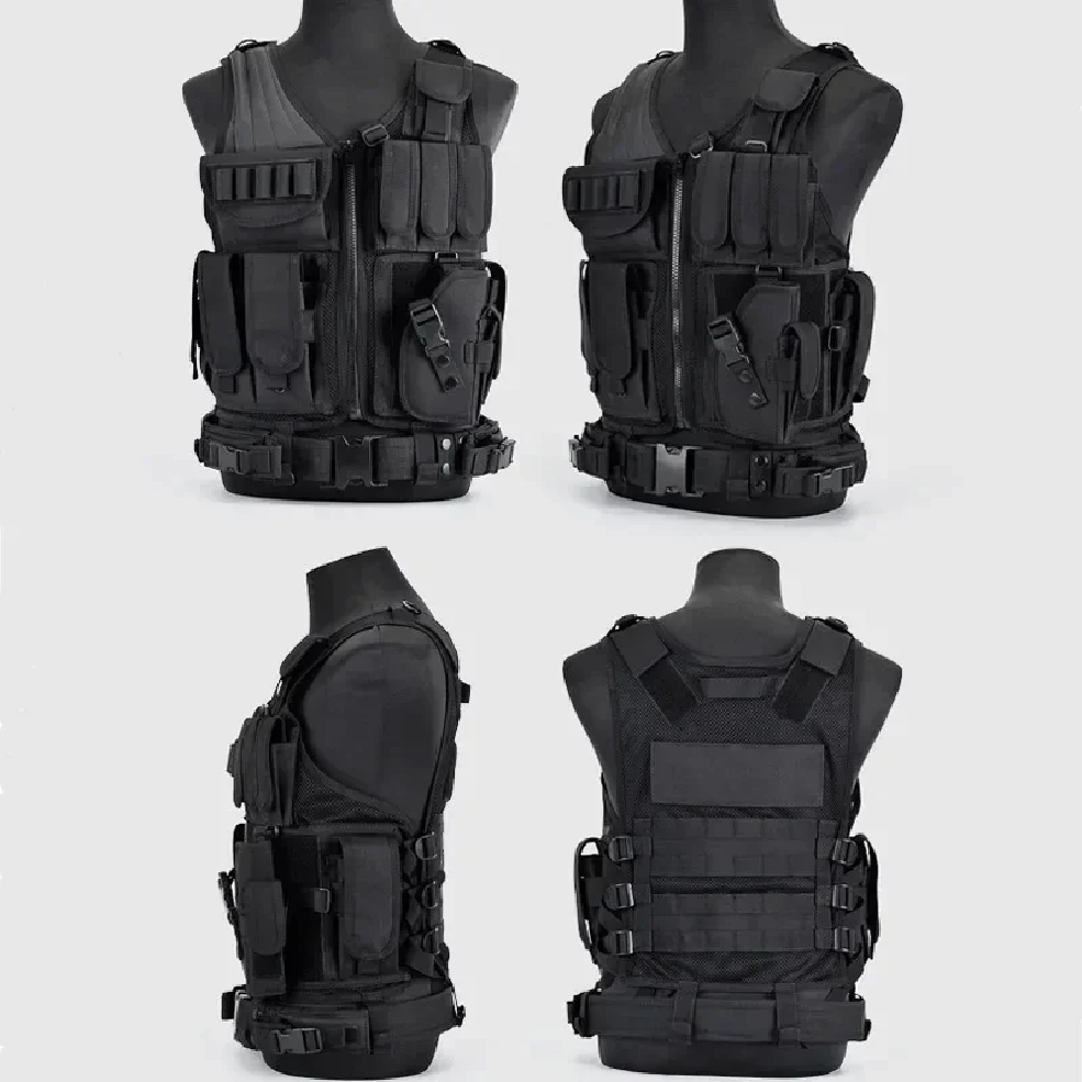 Hunting Outdoor Jacket - 調整可能なモールタクティカルベスト戦闘ボディアーマーベスト警備員狩猟軍屋外CS戦争ゲームエアソフトトレーニングジャケット