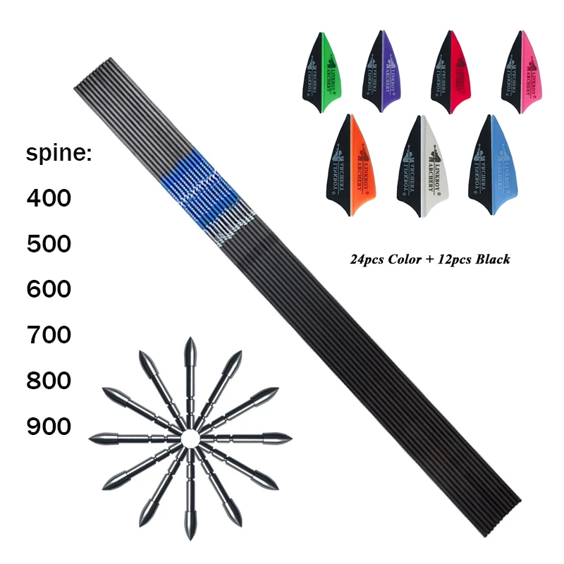 Arrow Carbon Shaft - ヘビーデューティーカーボンローブシャフト,4.2mmヘッド,400-1000 1.75インチ,80ポイント,再帰弓用,12個