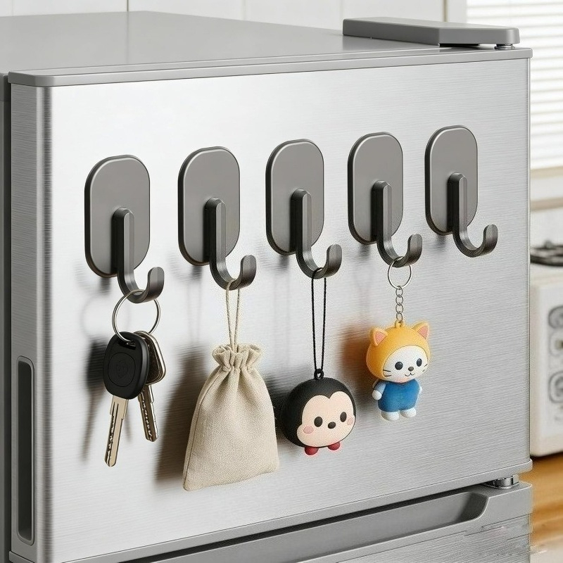 Outdoor Hunting Kitchen - 3/5個入りの頑丈な磁気フック。強力な磁石が特徴で、この黒い多機能ハンギングラックはキャンプやキッチンに最適です。