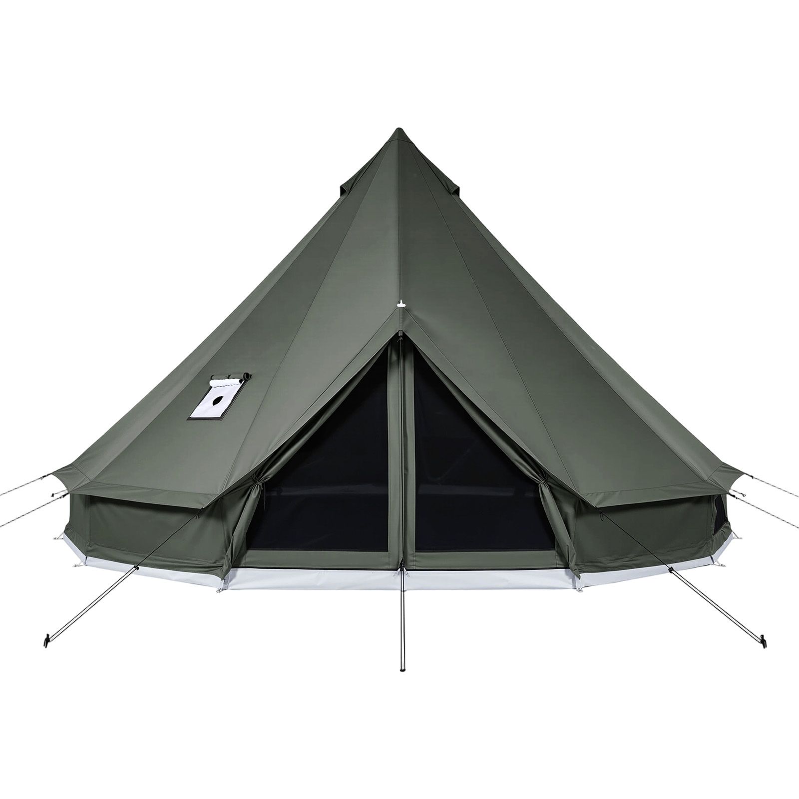 Outdoor Hunting Tent - キャンバスベルテント、4シーズン対応16.4フィートユルトテント（ストーブジャック付き）、通気性のあるキャンバス生地で最大7人収容可能、ジッパー式取り外し可能なフロア付き、家族キャンプ、グランピング、アウトドアハンティング、パーティーに最適