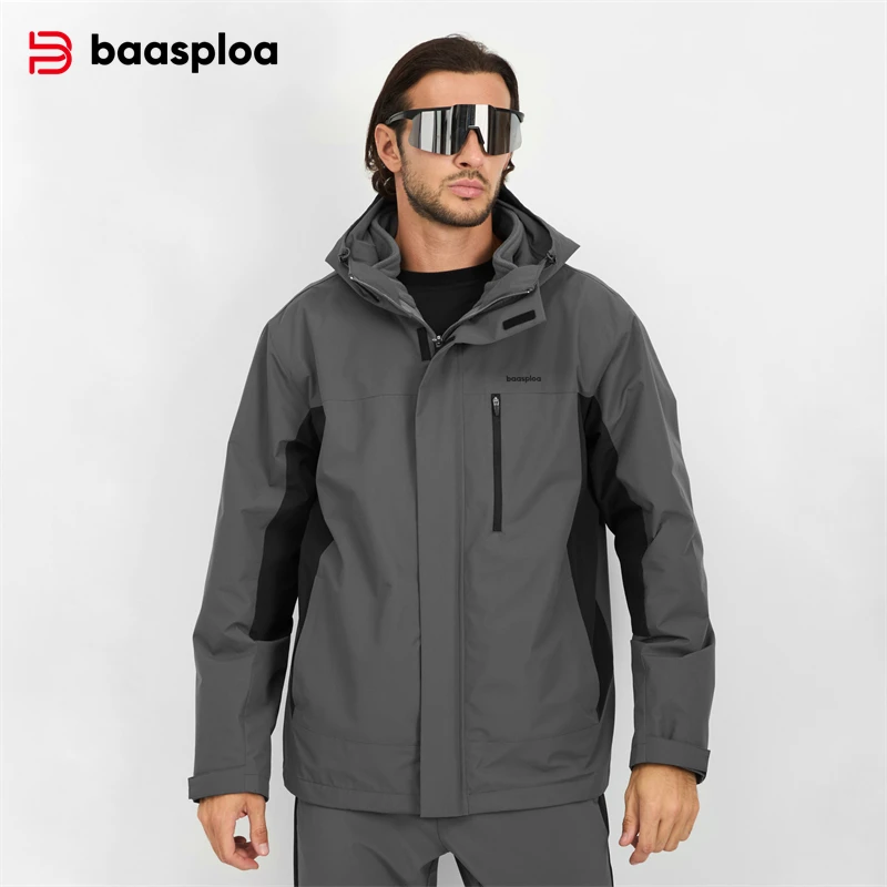 Hunting Outdoor Jacket - Baasploa 新しいメンズジャケットアウトドアクライミングトレッキング防水 3-in-1 フード付きジャケット男性カジュアルフリースインナーライナー防風コート