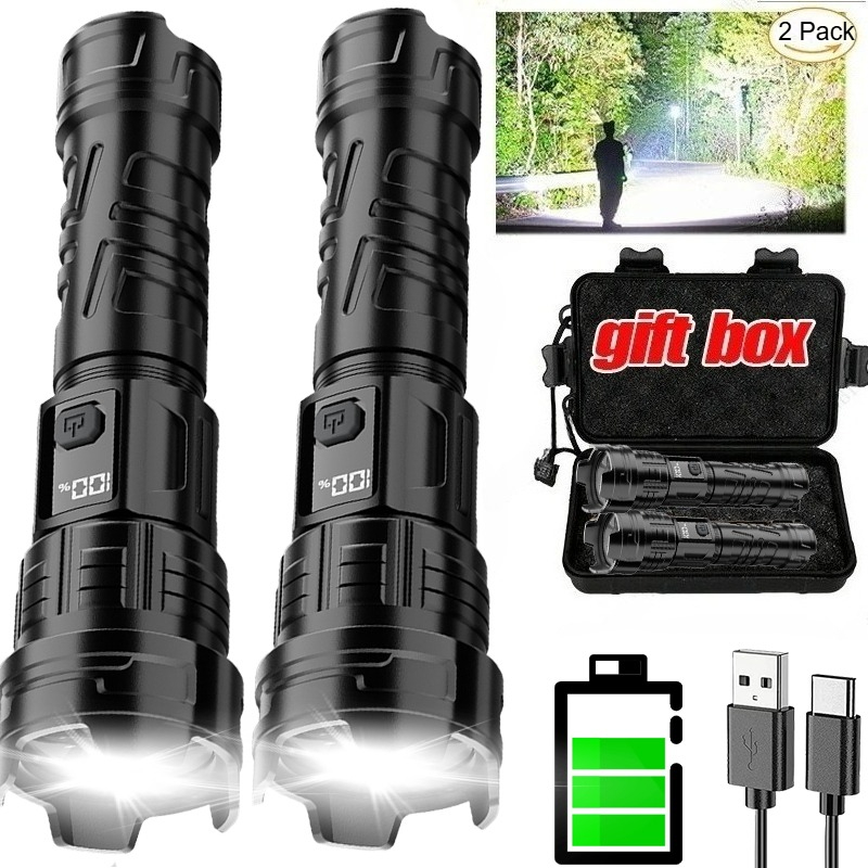Outdoor Hunting Lights - 超高輝度 LED 懐中電灯 USB 充電式トーチ屋外ズーム釣り狩猟スポットライト内蔵 18650