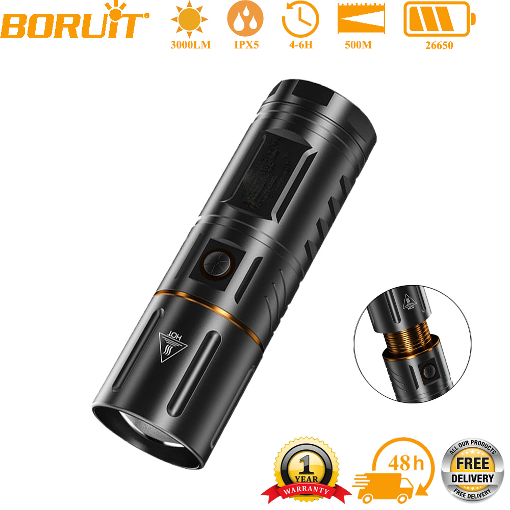 Outdoor Hunting Lights - BORUiT 超高輝度 3000LM LED 懐中電灯 26650