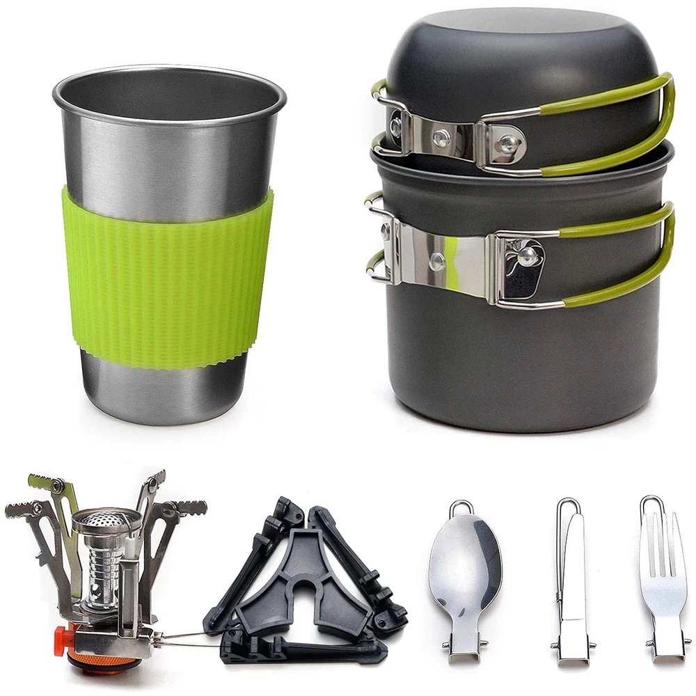 Outdoor Hunting Kitchen - キャンプ調理器具キット ストーブ付き アウトドアクッキングセット アウトドアポット 旅行食器 キッチン