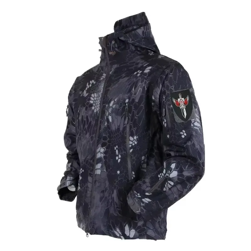 Hunting Outdoor Jacket - 5XL 6XL CP 迷彩ソフトシェルアサルト、アウトドアスポーツ狩猟に最適、防水性と防風性のウールとフリースジャケット