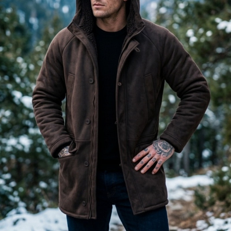 メンズフェイクファー裏地付きフード付き冬用ジャケット |   - Hunting Outdoor Jacket のレビューと価格