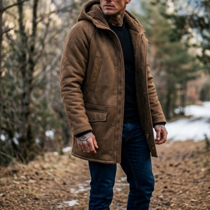 メンズフェイクファー裏地付きフード付き冬用ジャケット |   - Hunting Outdoor Jacket のレビューと価格