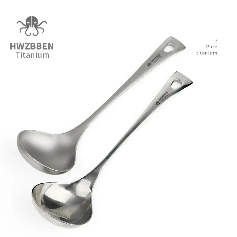 Hwzbben-長いハンドル付きのチタンスープスプーン,キャ - Outdoor Hunting Kitchen のレビューと価格