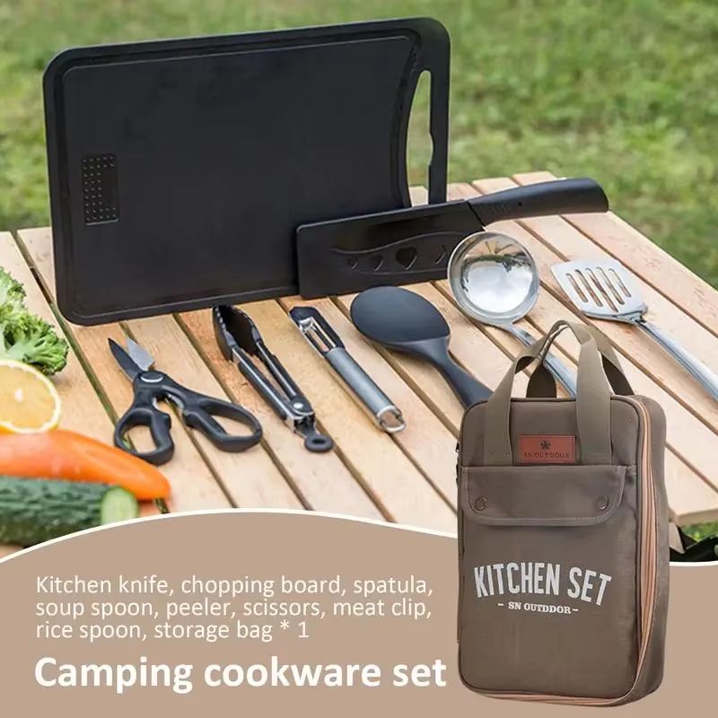 8 個キャンプキッチン調理器具セットポータブルバッグアウトド - Outdoor Hunting Kitchen のレビューと価格