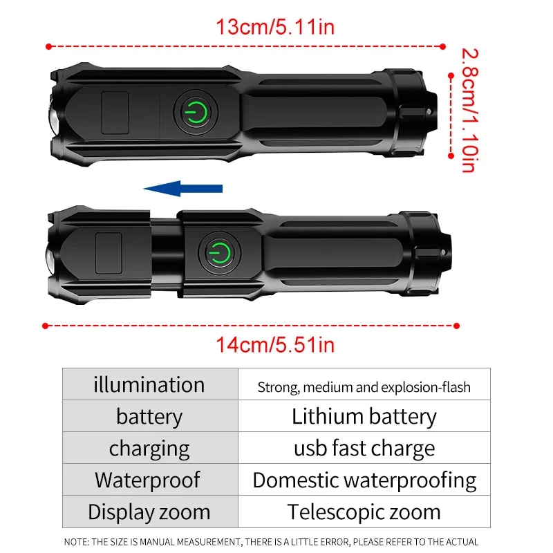ポータブル LED 懐中電灯充電式 USB 防水ズーム釣り狩 - Outdoor Hunting Lights のレビューと価格