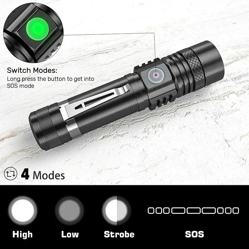 充電式 T6 ハンドヘルド懐中電灯使用 18650 ズームト - Outdoor Hunting Lights のレビューと価格
