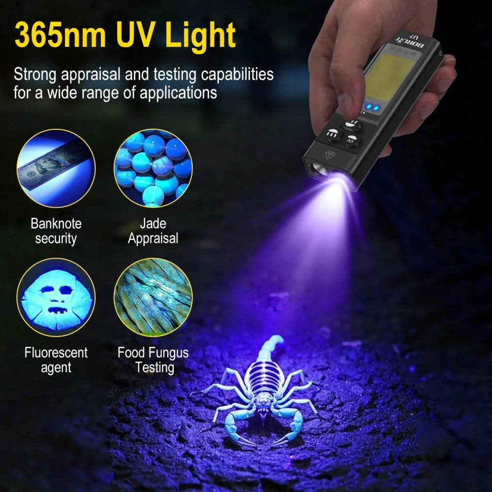 BORUiT U7 UV LED EDC懐中電灯 1100L - Outdoor Hunting Lights のレビューと価格