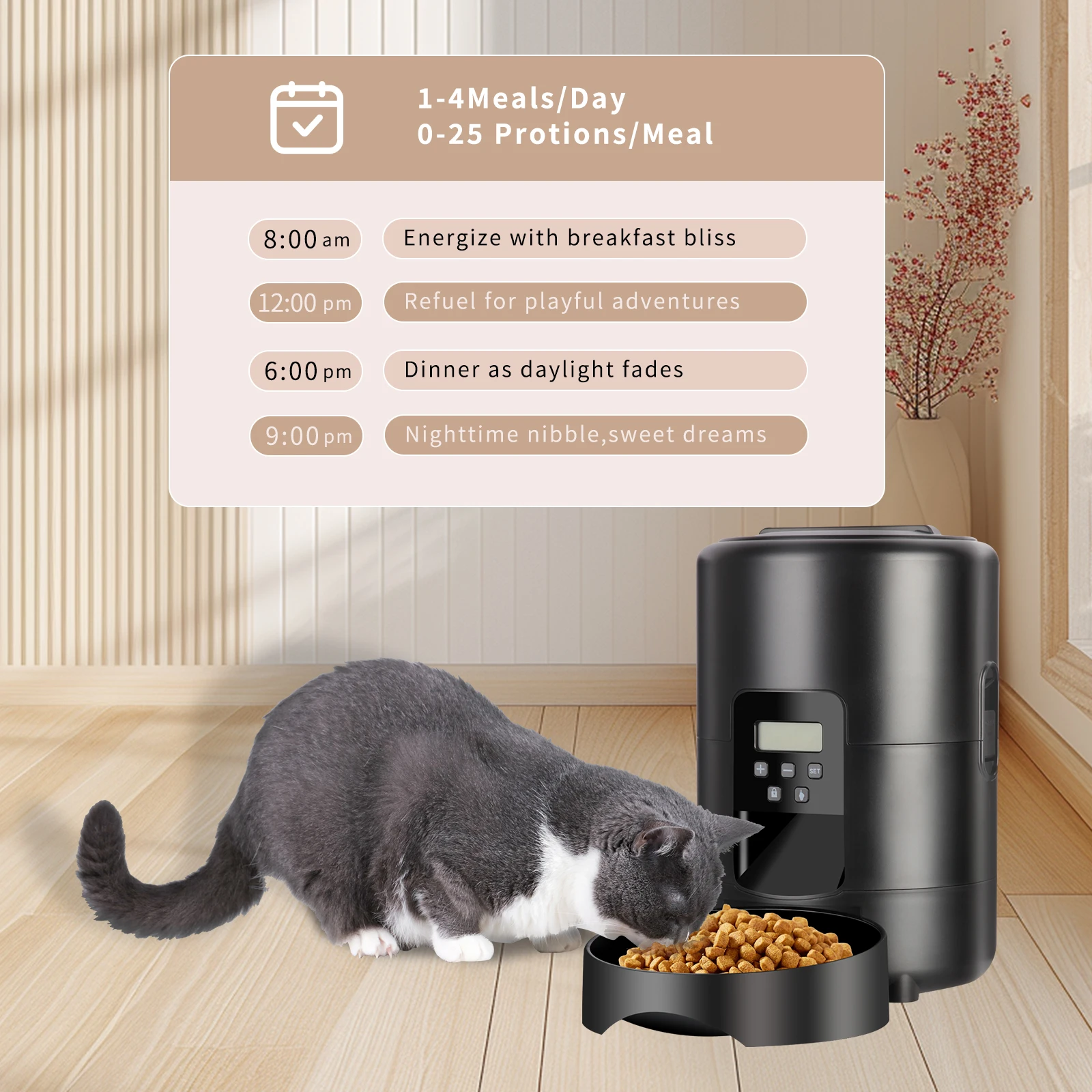 2Lアプリ制御自動ペットフィーダーボタン式自動給餌器スマート - Outdoor Hunting Kitchen のレビューと価格