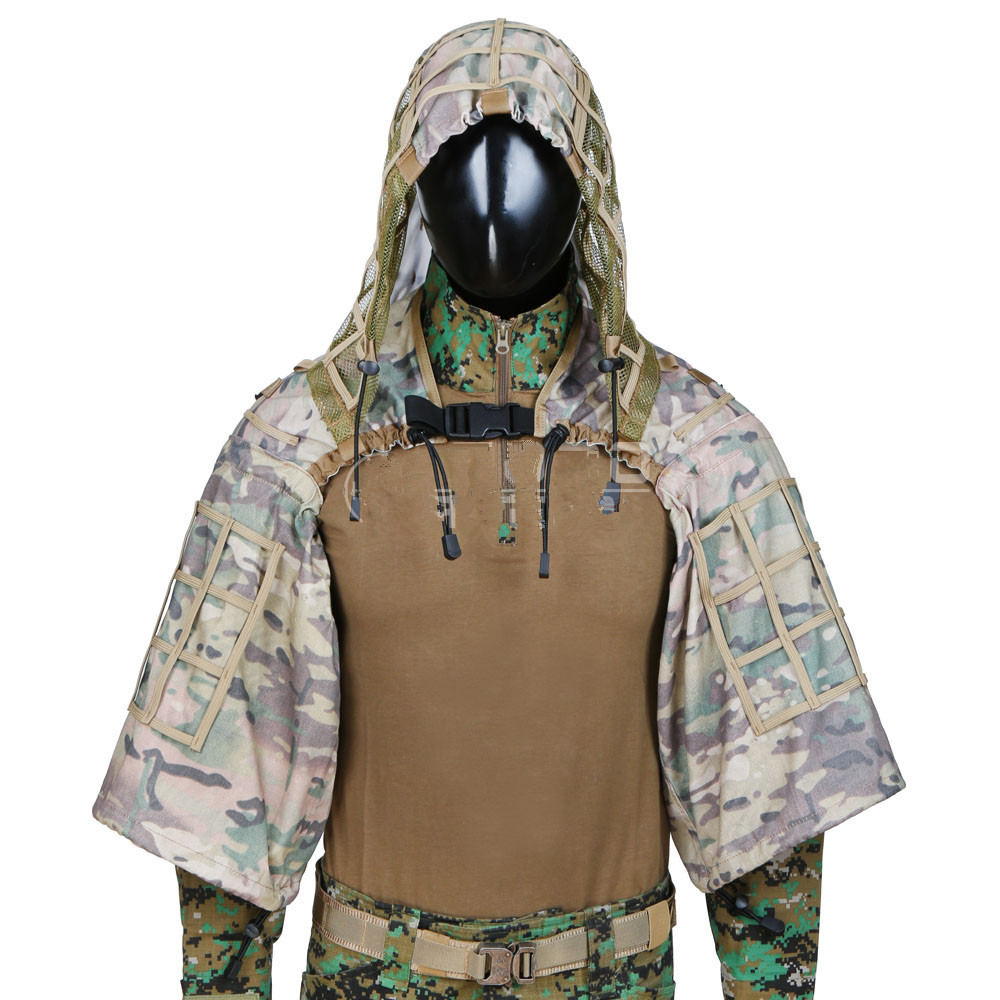 新しい戦術 CS トレーニング狩猟服糸スナイパー迷彩メッシュ - Hunting Outdoor Jacket のレビューと価格