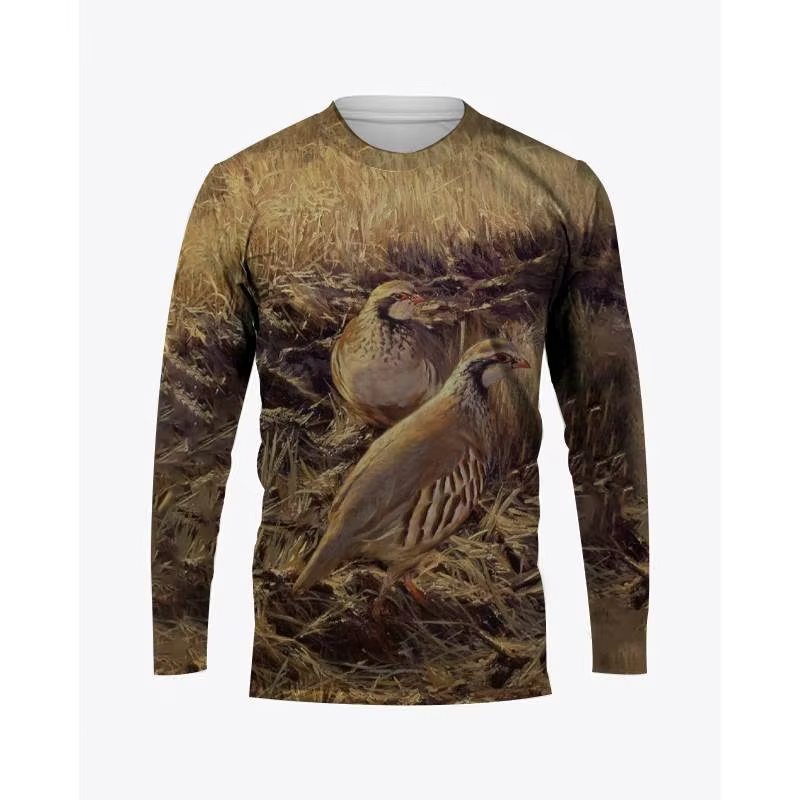 メンズ長袖ラウンドネックTシャツ,カジュアル,カモフラージュ - Hunting Quail のレビューと価格