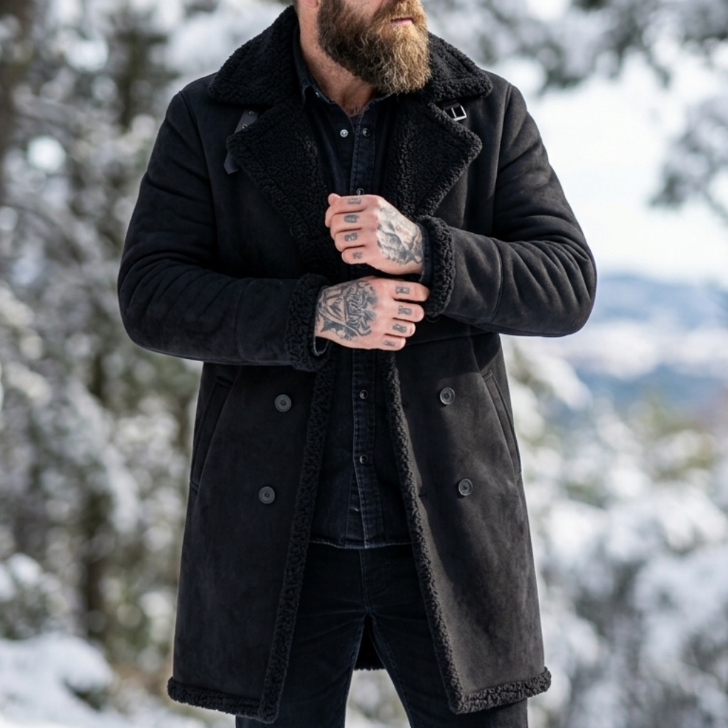 メンズフェイクスエードファー裏地付き冬用ジャケット防風ダブル - Hunting Outdoor Jacket のレビューと価格