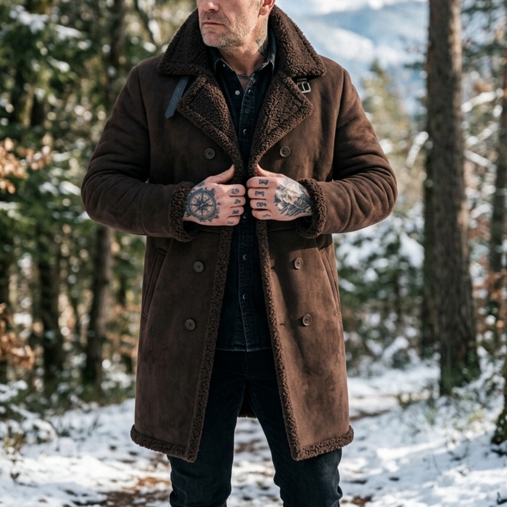 メンズフェイクスエードファー裏地付き冬用ジャケット防風ダブル - Hunting Outdoor Jacket のレビューと価格