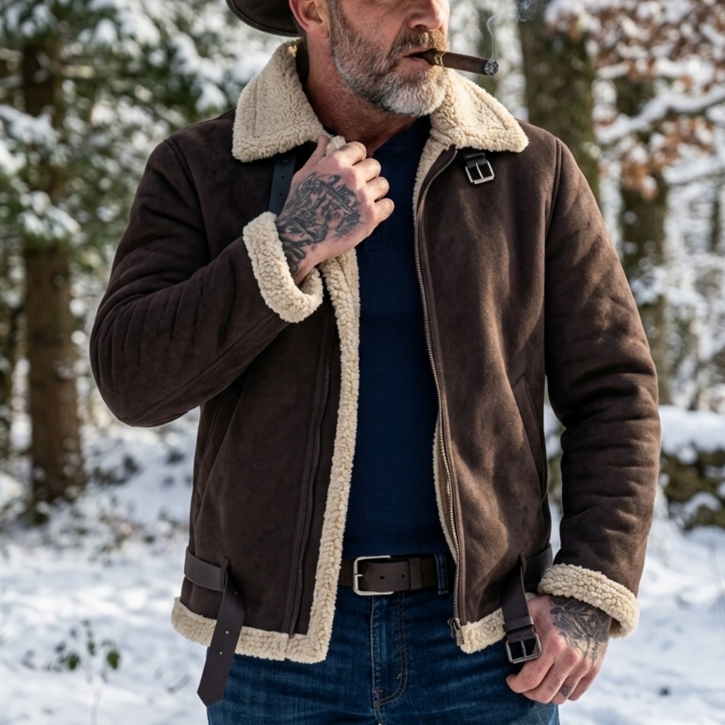男性冬フェイクスエードジャケットフリース裏地付き暖かい豪華な - Hunting Outdoor Jacket のレビューと価格