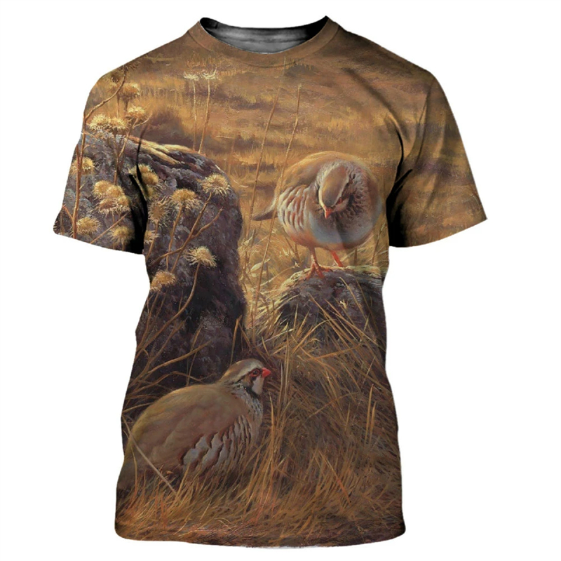 男性用3DプリントTシャツ,3DアニマルプリントTシャツ,カ - Hunting Quail のレビューと価格