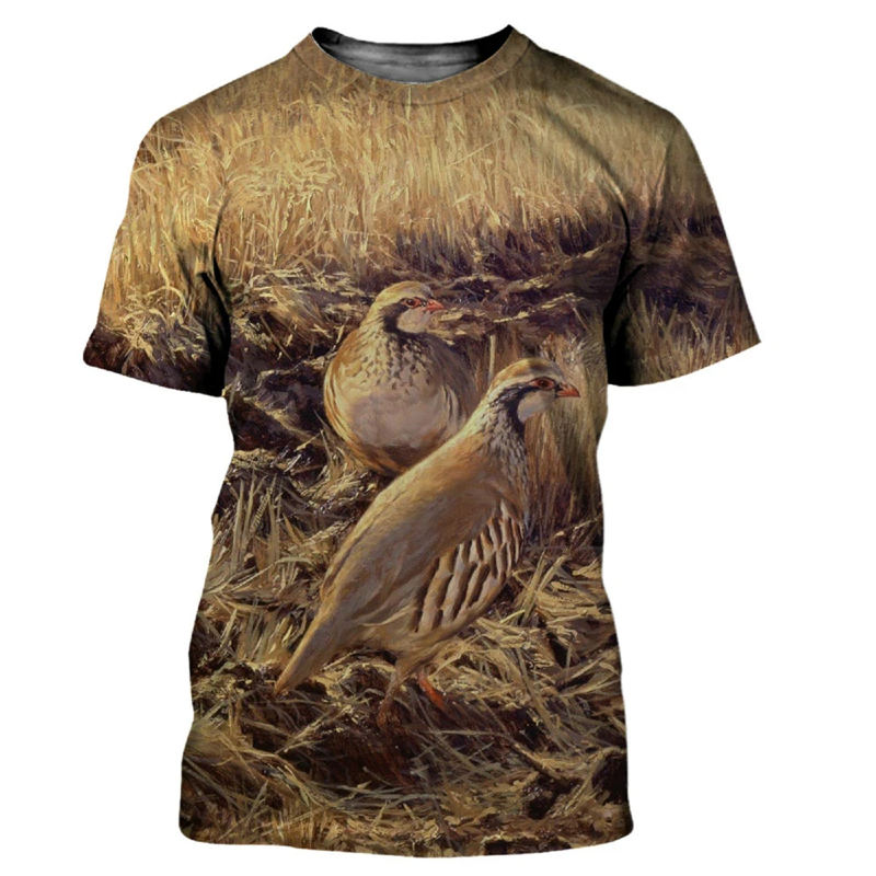 男性用3DプリントTシャツ,3DアニマルプリントTシャツ,カ - Hunting Quail のレビューと価格