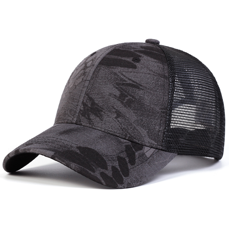 カスタムロゴ入り迷彩メッシュトラッカーハット、通気性、UVカ - Outdoor Hunting Logo のレビューと価格