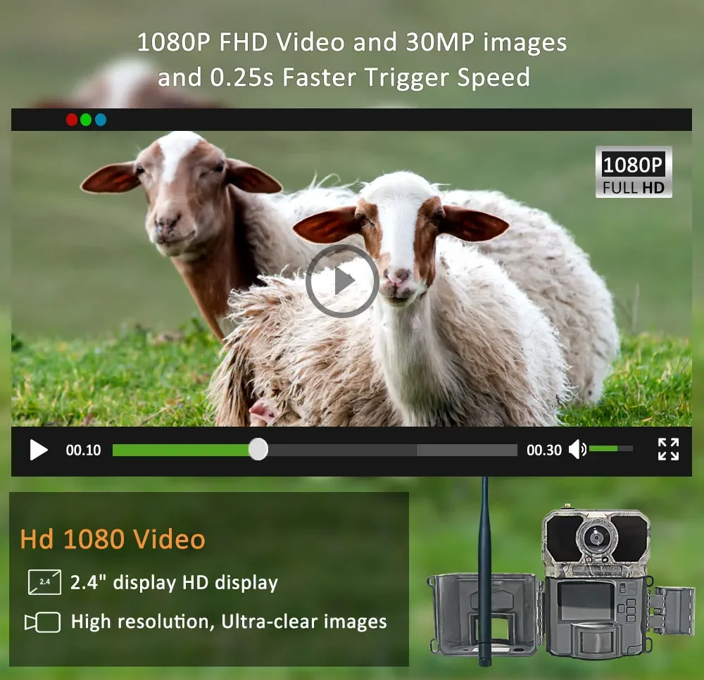 4Gハンティングトレイルカメラ 30MP/1080P ワイヤ - Outdoor Hunting Camera Wireless のレビューと価格