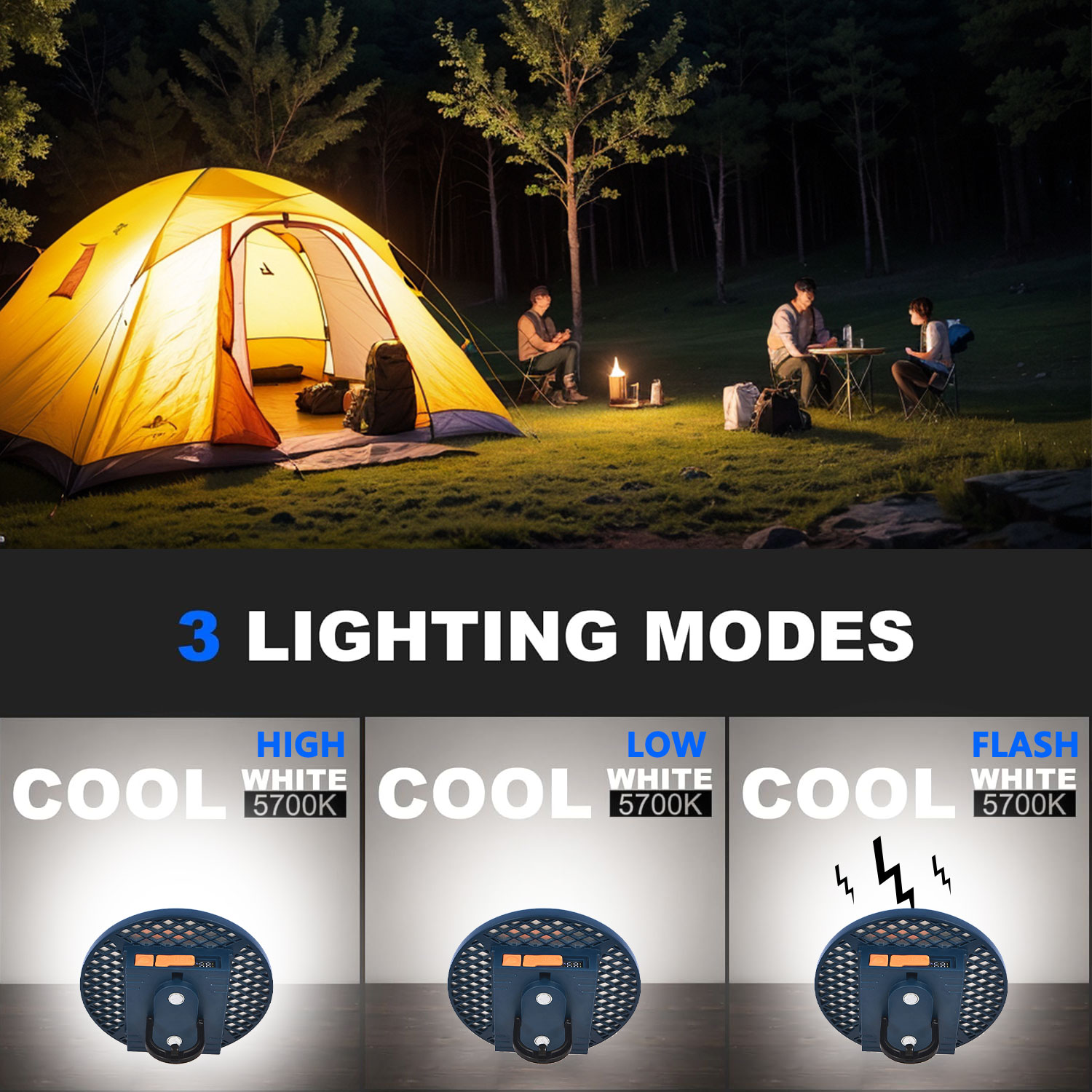 7500mAh キャンプライト充電式ポータブルサスペンション - Outdoor Hunting Tent のレビューと価格