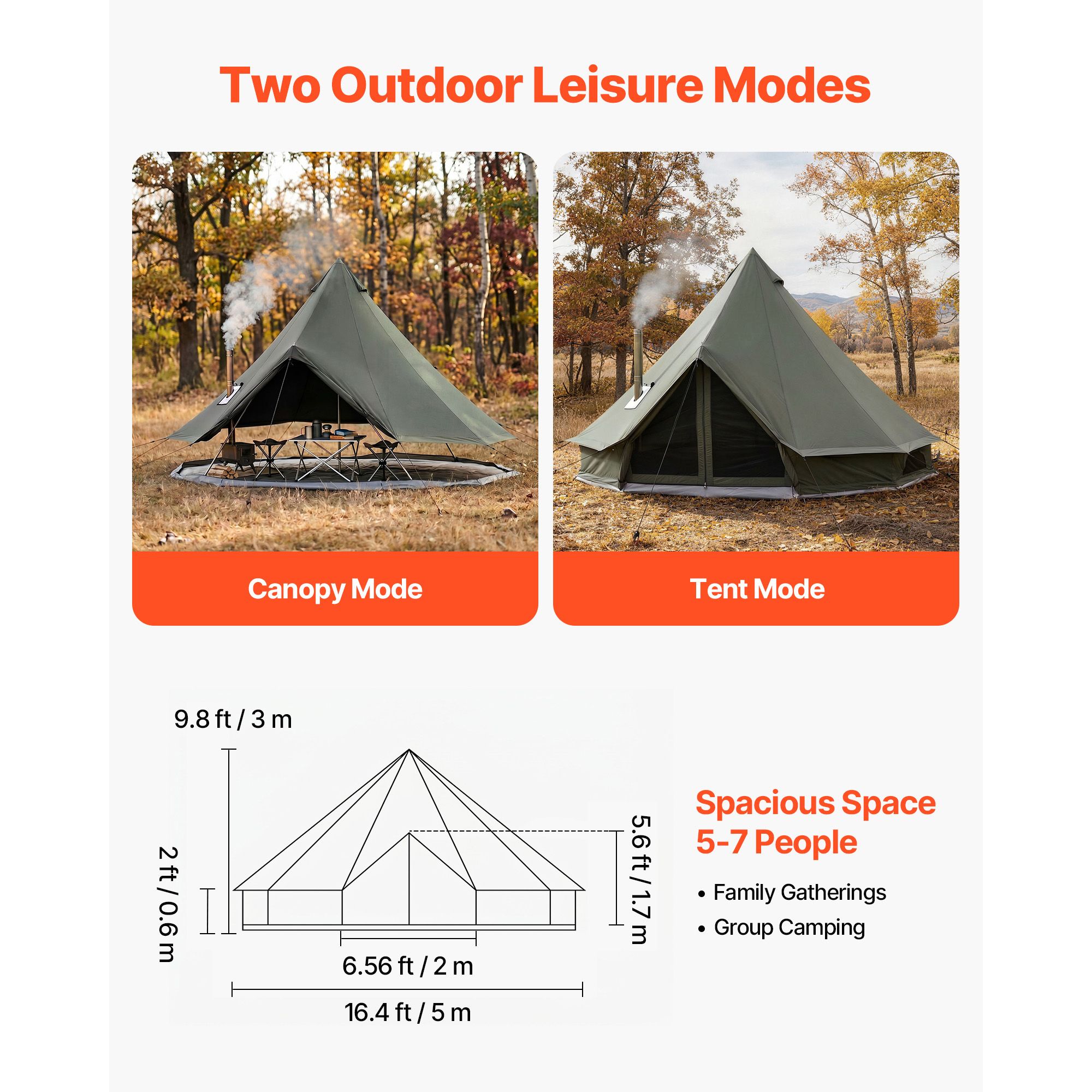 キャンバスベルテント、4シーズン対応16.4フィートユルトテ - Outdoor Hunting Tent のレビューと価格