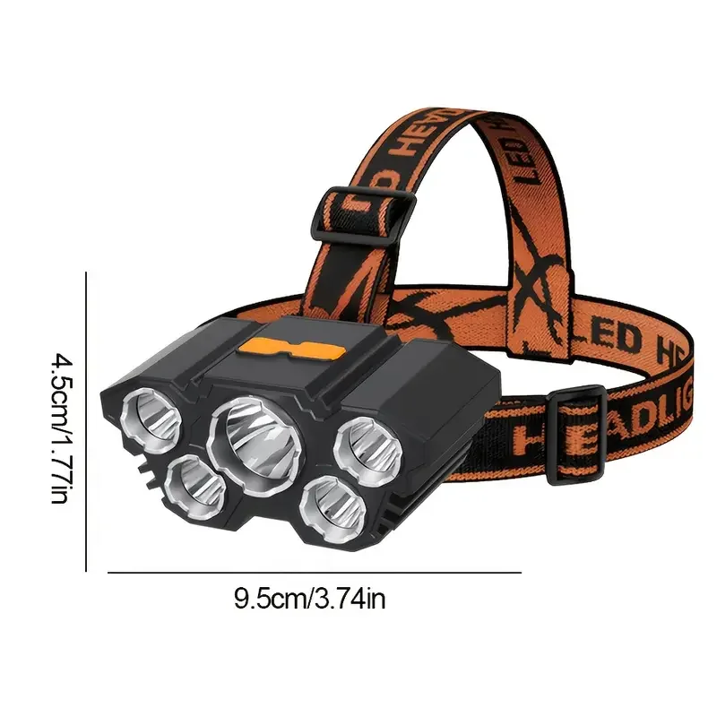 ポータブル 5LED アウトドアヘッドランプ、内蔵バッテリー - Outdoor Hunting Lights のレビューと価格
